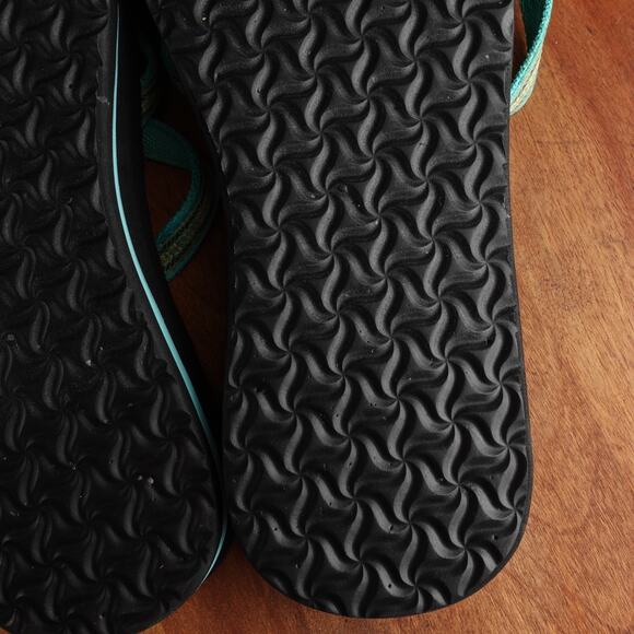 Teva Sandals WMS SZ 8 Teal BLK Olowahu Mush Flip Flop Strappy Slip On Beach Shoe - Picture 10 of 11